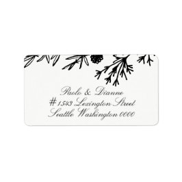 Etiqueta de Endereço de Casamento de Folha Botânic