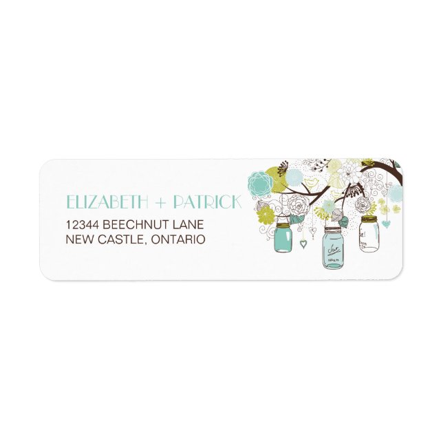 Etiqueta de Endereço de Casamento de Jars Mason Az (Frente)