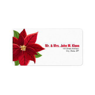 Etiqueta de Endereço de Casamento de Poinsettia de