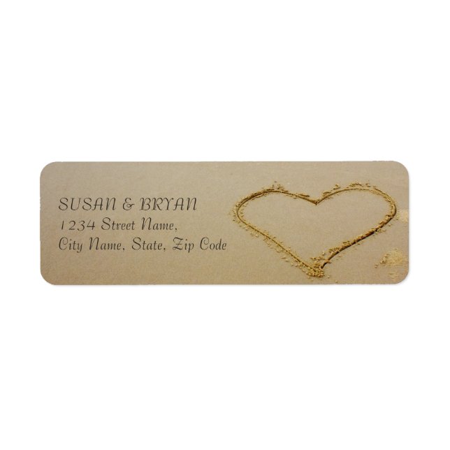 Etiqueta de Endereço de Casamento de Praia (Frente)