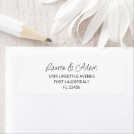 Etiqueta de Endereço de Casamento de Script Branco