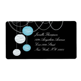 Etiqueta de Endereço de Casamento do Papel Azul Aq
