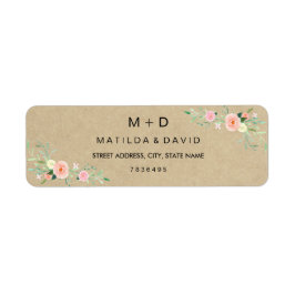 Etiqueta de Endereço de Casamento Floral Rústico B