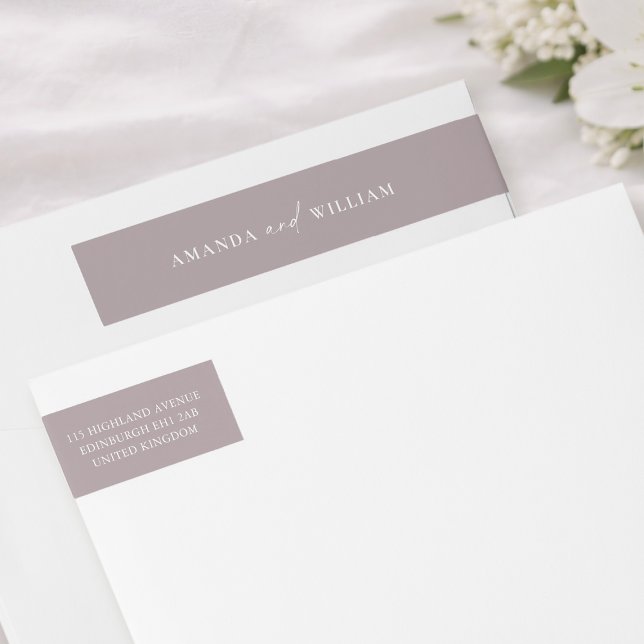 Etiqueta de Endereço de Casamento Minimalista Bege (Criador carregado)