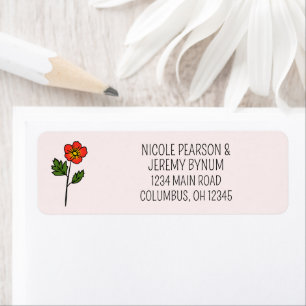 Etiqueta de Endereço de Casamento Primrose Minimal