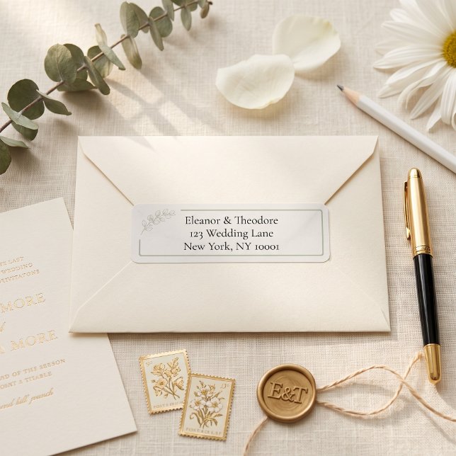 Etiqueta de Endereço de Casamento Sage Green Quiet (Sage Green Quiet Luxury Wedding Address Label)