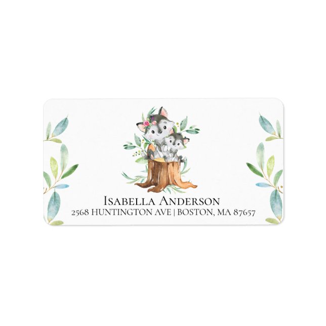 Etiqueta de Endereço de Chá de fraldas de Lobo de  (Frente)