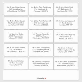 Etiqueta de Endereço de Convidado Formal Preto e B