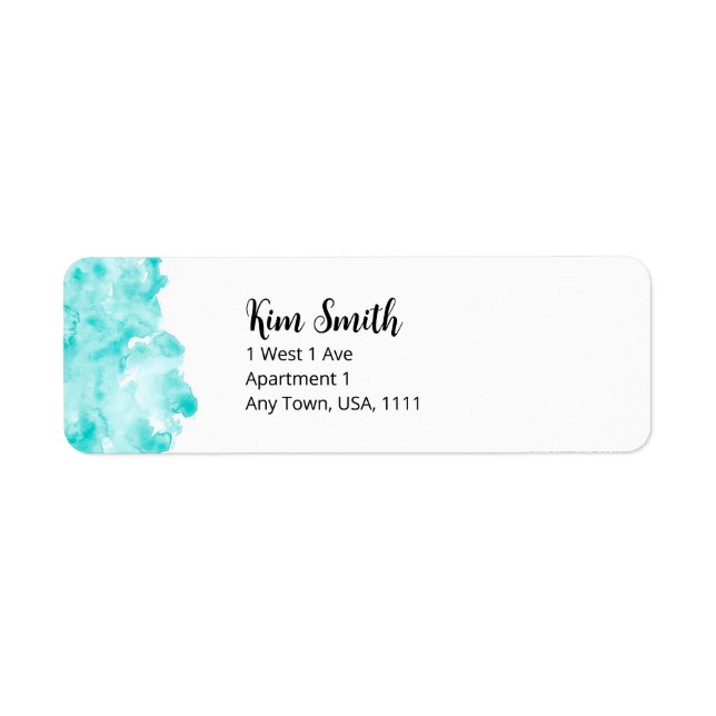 Etiqueta de Endereço de Devolução Aqua Aquarela (Frente)