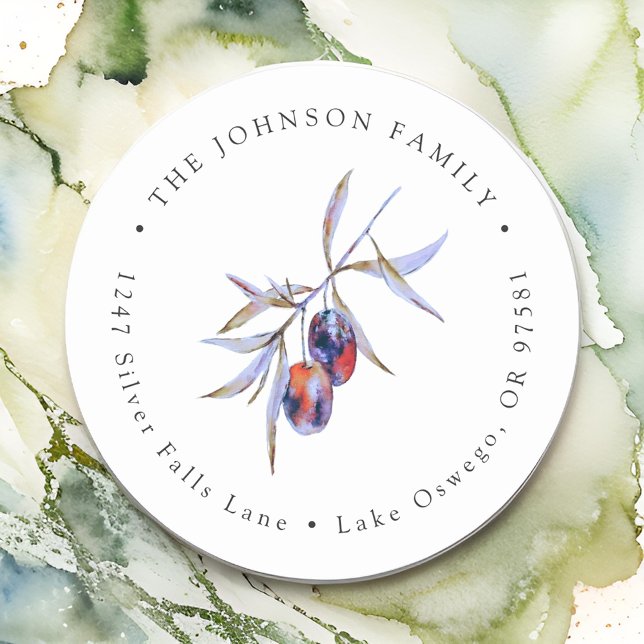 Etiqueta de Endereço de Devolução com Ramo de Oliv (Criador carregado)