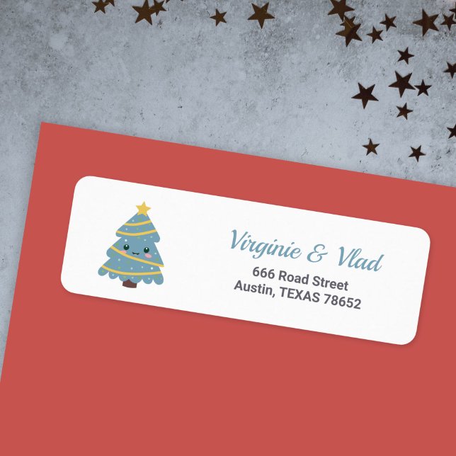 Etiqueta de endereço de devolução da Árvore de Nat (Cute Christmas Tree return address label)