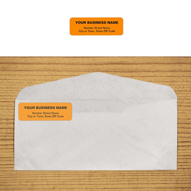 Etiqueta de Endereço de Devolução da Orange Busine (Plain text orange business return address label on envelope)