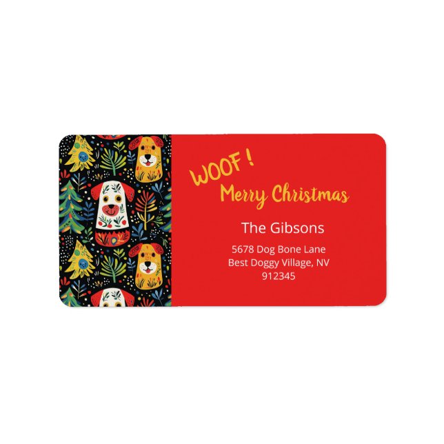 Etiqueta de Endereço de Devolução de Cães de Natal (Frente)