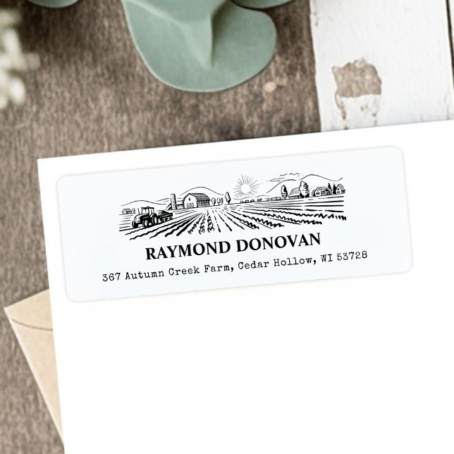 Etiqueta de Endereço de Devolução de Campo Rural  (Countryside Rustic Farmland Return Address Label)