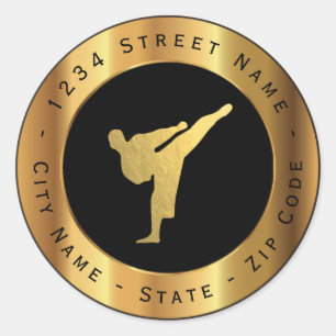 Etiqueta de Endereço de Devolução de Caratê Dourad