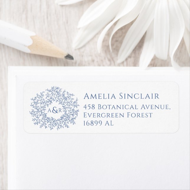 Etiqueta de endereço de devolução de casamento com (Insitu)