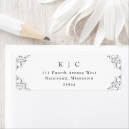 Etiqueta de Endereço de Devolução de Casamento de 