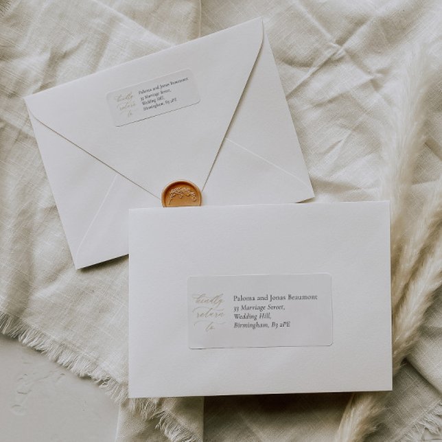 Etiqueta de Endereço de Devolução de Casamento Ele (Criador carregado)