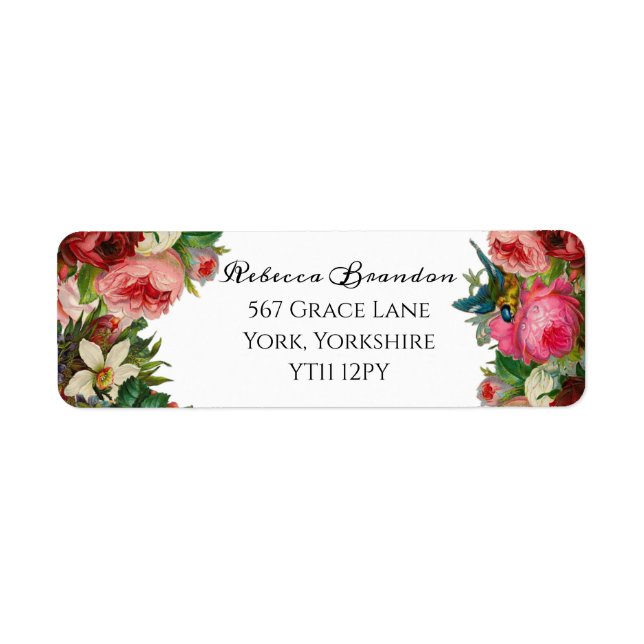 Etiqueta de Endereço de Devolução de Casamento Flo (Frente)