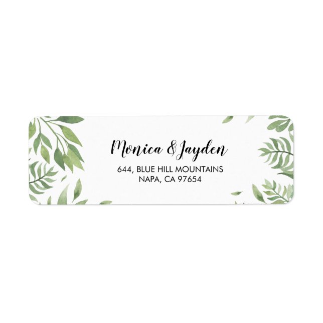 Etiqueta de Endereço de Devolução de Casamento Gre (Frente)