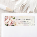Etiqueta de Endereço de Devolução de Casamento Ros<br><div class="desc">Etiqueta de Devolução de Casamento projetada com um tom suave e elegante de Rosa e Peônia Branca e Rosa. Itens correspondentes em nossa loja Cava Party Designs.</div>
