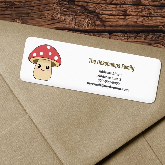 Etiqueta de Endereço de Devolução de Cogumelo (Cute Mushroom Return Address Label)