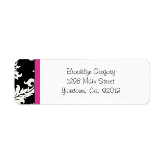 Etiqueta de Endereço de Devolução de Damasco Rosa