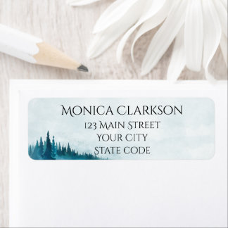 Etiqueta de Endereço de Devolução de Floresta Azul