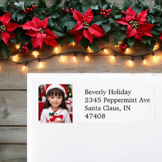 Etiqueta de Endereço de Devolução de Foto de Natal