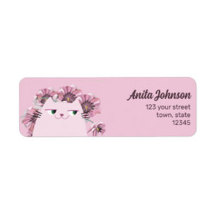 Etiqueta de Endereço de Devolução de Gato Kawaii R