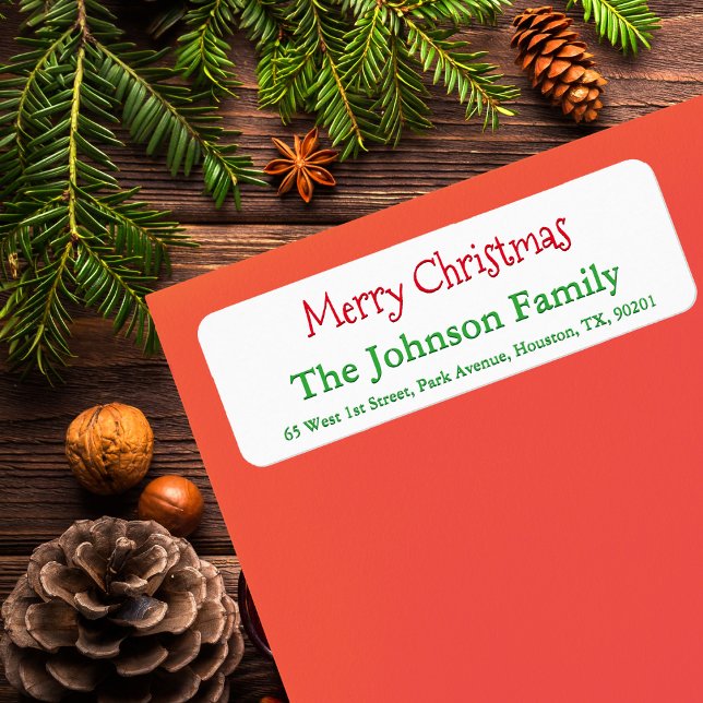 Etiqueta de Endereço de Devolução de Natal Persona (Personalized Merry Christmas Return Address Label)