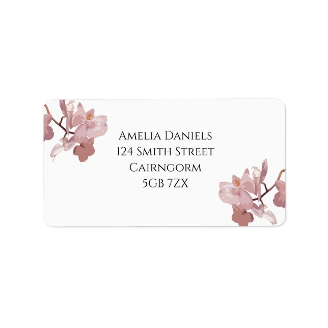 Etiqueta de Endereço de Devolução de Orquídea Rosa (Frente)