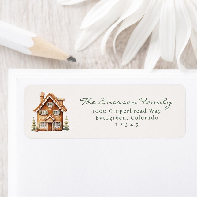 Etiqueta de Endereço de Devolução de Pão de Mel (Gingerbread Return Address Label
)