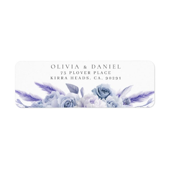 Etiqueta de Endereço de Devolução de Rosas Azuis D (Frente)