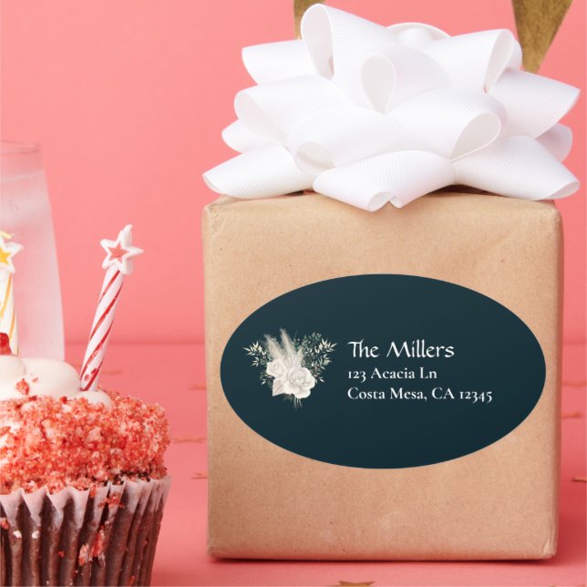 Etiqueta de Endereço de Devolução de Rosas Brancas (Festa)