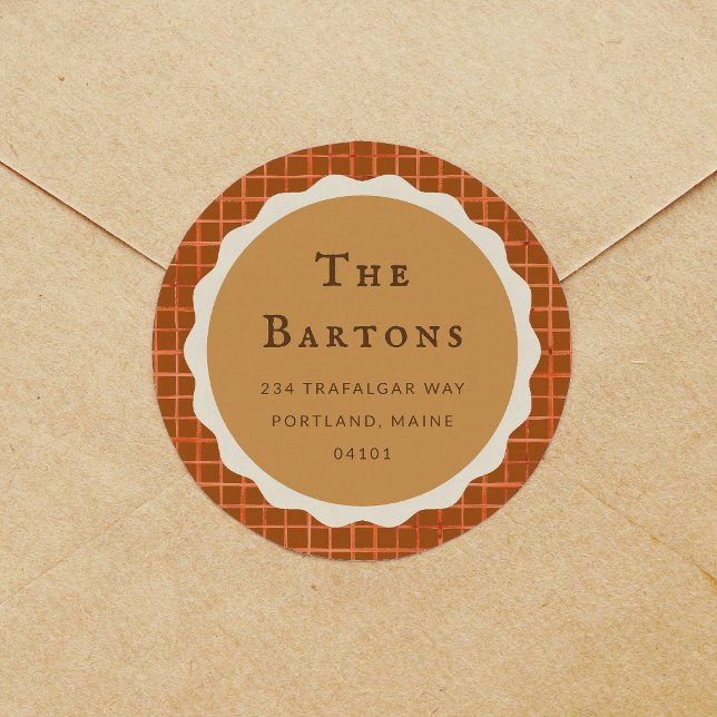 Etiqueta de Endereço de Devolução de Torta de Abób (Watercolor Pumpkin Pie Return Address Classic Round Sticker)