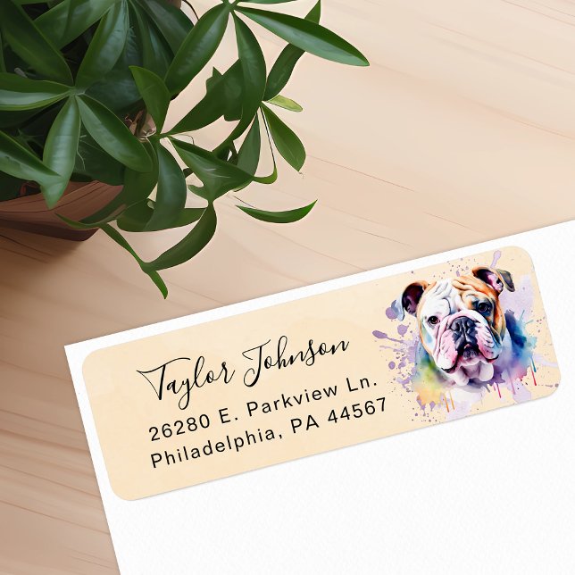 Etiqueta de Endereço de Devolução do Buldogue (Criador carregado)