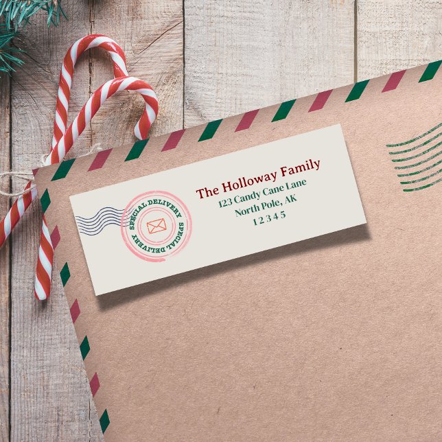 Etiqueta de Endereço de Devolução do Carimbo de Na (Send cheer with this modern and bold holiday labels!)