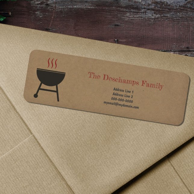 Etiqueta de Endereço de Devolução do Kraft & Rusti (Kraft & Rustic BBQ Return Address Label)