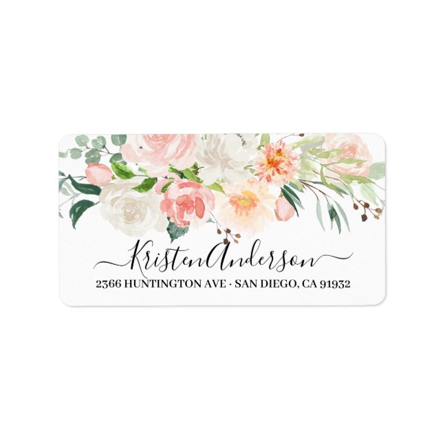 Etiqueta de Endereço de Devolução Floral Aguarela  (Frente)