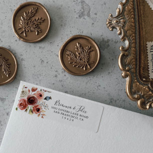 Etiqueta de Endereço de Devolução Floral Elegan