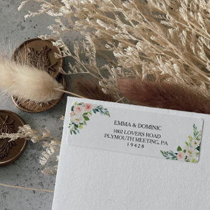Etiqueta de Endereço de Devolução Floral Elegante