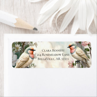 Etiqueta de Endereço de Devolução Floral LoveBird