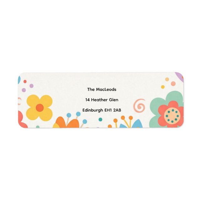 Etiqueta de Endereço de Devolução Floral Retro Col (Frente)