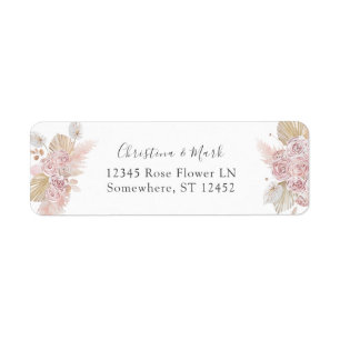 Etiqueta de Endereço de Devolução Floral Rosa Boho