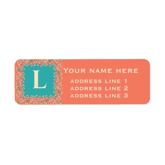 Etiqueta de Endereço de Devolução Kalamkari (Frente)