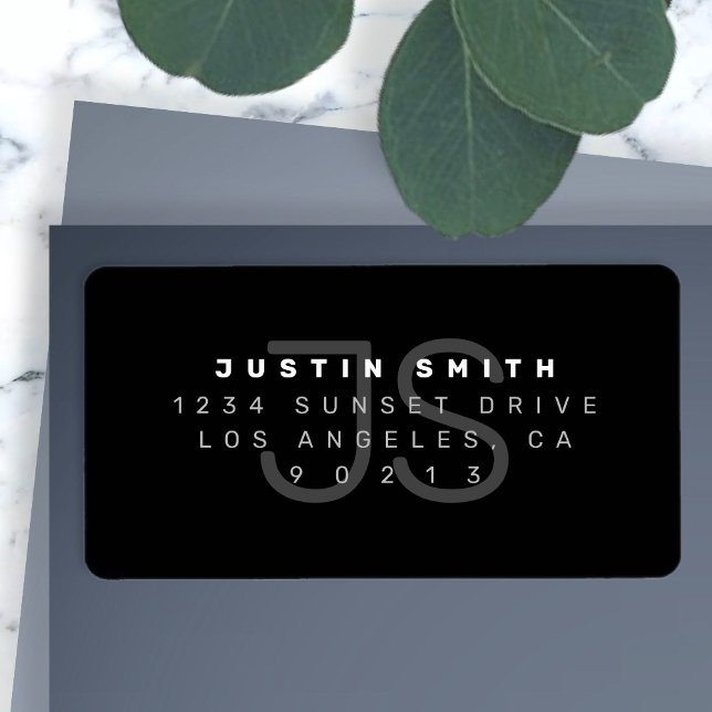 Etiqueta de Endereço de Devolução Moderna com Mono (Criador carregado)