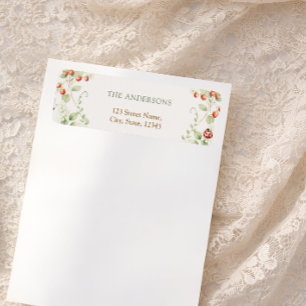 Etiqueta de Endereço de Devolução Morango Flor Sil