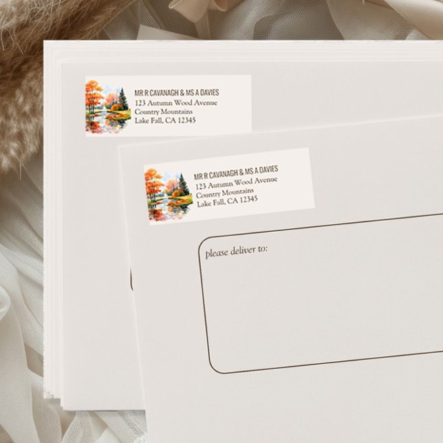 Etiqueta de Endereço de Devolução Neutra Florestal (Return Address Labels from the Fall Lake Wedding Collection by Darling & May)