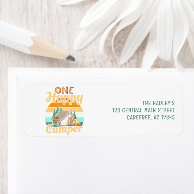 Etiqueta de Endereço de Devolução One Happy Camper (Insitu)